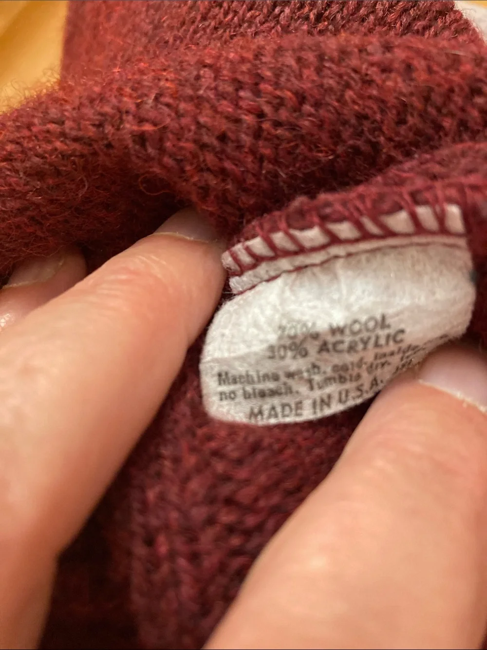 Vintage Jantzen V-Neck Wool Blend Cable Knit Sweater - Burgundy